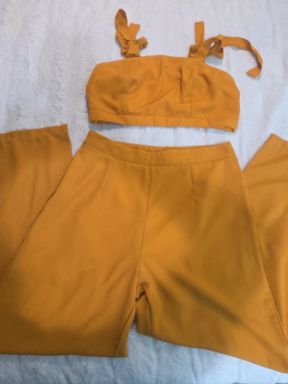 SHEIN Mustard Yellow Wide-Leg High Waist Pants